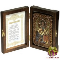 Настольная икона &quot;Святитель Николай, архиепископ Мир Ликийский (Мирликийский), чудотворец&quot; на мореном дубе