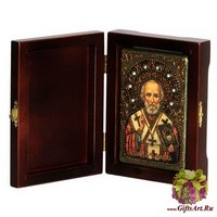 Настольная икона &quot;Святитель Николай, архиепископ Мир Ликийский (Мирликийский), чудотворец&quot; на мореном дубе