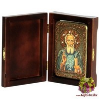 Настольная икона &quot;Преподобный Сергий Радонежский чудотворец&quot; на мореном дубе