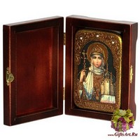Настольная икона &quot;Святая Равноапостольная княгиня Ольга&quot; на мореном дубе