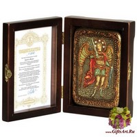 Настольная икона &quot;Архангел Михаил&quot; на мореном дубе
