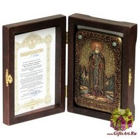Настольная икона &quot;Преподобный Сергий Радонежский чудотворец&quot; на мореном дубе