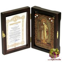 Настольная икона &quot;Святой равноапостольный князь Владимир&quot; на мореном дубе