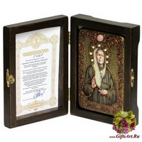 Настольная икона &quot;Блаженная старица Матрона Московская&quot; на мореном дубе