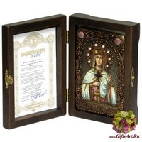 Настольная икона &quot;Святая благоверная княгиня Елена Сербская&quot; на мореном дубе