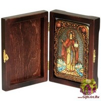 Настольная икона &quot;Cвятой благоверный князь Даниил Московский&quot; на мореном дубе