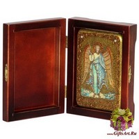 Настольная икона &quot;Ангел Хранитель&quot; на мореном дубе