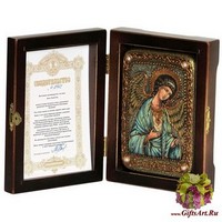Настольная икона &quot;Ангел Хранитель&quot; на мореном дубе