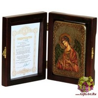 Настольная икона &quot;Ангел Хранитель&quot; на мореном дубе