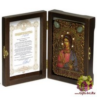 Настольная икона &quot;Ангел Хранитель&quot; на мореном дубе