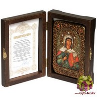 Настольная икона &quot;Святая мученица Алла Готфская&quot; на мореном дубе