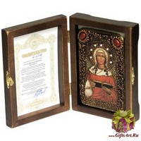 Настольная икона &quot;Святая мученица Валентина Кесарийская&quot; на мореном дубе