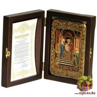 Настольная икона &quot;Сретение Господа нашего Иисуса Христа&quot; на мореном дубе