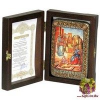 Настольная икона &quot;Благовещение Пресвятой Богородицы&quot; на мореном дубе
