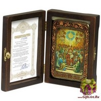 Настольная икона &quot;Сошествие Святого Духа&quot; на мореном дубе