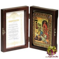 Настольная икона &quot;Рождество Пресвятой Богородицы&quot; на мореном дубе