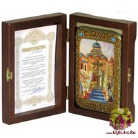 Настольная икона &quot;Воздвижение Святого Креста Господня&quot; на мореном дубе