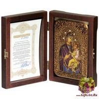 Настольная икона Божией матери &quot;Скоропослушница&quot; на мореном дубе
