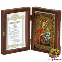 Настольная икона Божией матери &quot;Скоропослушница&quot; на мореном дубе