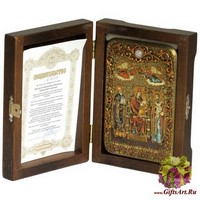 Настольная икона Божией Матери «Пресвятой Богородицы «Экономисса (Домостроительница)» на мореном дубе