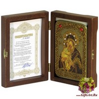Настольная &quot;Донская икона Пресвятой Богородицы&quot; на мореном дубе