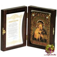 Настольная икона &quot;Феодоровская икона Божией Матери&quot; на мореном дубе