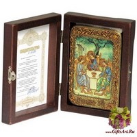 Настольная икона &quot;Троица&quot; на мореном дубе