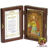 Настольная икона &quot;Святой мученик Виктор Дамасский&quot; на мореном дубе