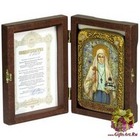 Настольная икона &quot;Святая преподобномученица великая княгиня Елисавета&quot; на мореном дубе