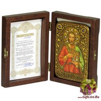 Настольная икона &quot;Святой мученик Евгений Севастийский&quot; на мореном дубе