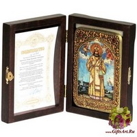 Настольная икона &quot;Святитель Тихон Задонский&quot; на мореном дубе