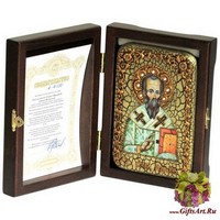 Настольная икона &quot;Святой апостол Родион (Иродион), епископ Патрасский&quot; на мореном дубе