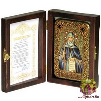 Настольная икона &quot;Преподобный Антоний Великий&quot; на мореном дубе