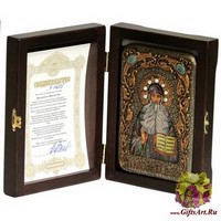 Настольная икона &quot;Преподобный Максим Грек&quot; на мореном дубе