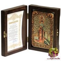 Настольная икона &quot;Преподобный Максим Грек&quot; на мореном дубе