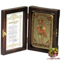 Настольная икона &quot;Святой мученик Валерий Севастийский&quot; на мореном дубе