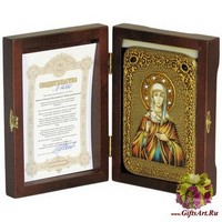 Настольная икона &quot;Святая Емилия Кесарийская (Каппадокийская)&quot; на мореном дубе