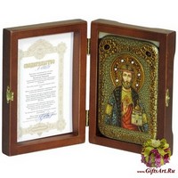 Настольная икона &quot;Святой князь Владислав Сербский&quot; на мореном дубе