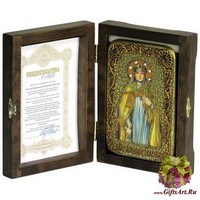 Настольная икона &quot;Святая преподобная Ангелина Сербская&quot; на мореном дубе