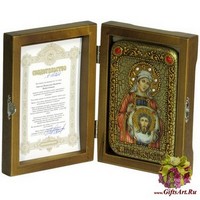 Настольная икона &quot;Святая Праведная Вероника Кровоточивая&quot; на мореном дубе