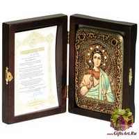 Настольная икона &quot;Ангел Хранитель&quot; на мореном дубе