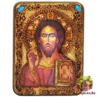 Подарочная икона &quot;Господь Вседержитель&quot; на мореном дубе