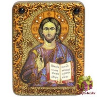 Подарочная икона &quot;Господь Вседержитель&quot; на мореном дубе