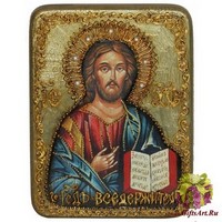 Подарочная икона &quot;Господь Вседержитель&quot; на мореном дубе