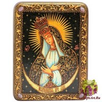 Подарочная икона &quot;Образ Пресвятой Богородицы «Остробрамская (Виленская)»&quot; на мореном дубе