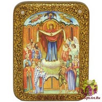 Подарочная икона &quot;Образ Божией Матери &quot;Покров&quot; на мореном дубе