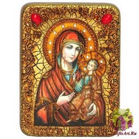 Подарочная икона &quot;Образ Божией Матери &quot;Иверская&quot; на мореном дубе