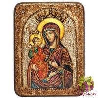 Подарочная икона &quot;Образ Божией Матери &quot;Троеручица&quot; на мореном дубе