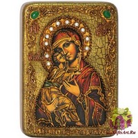 Подарочная икона &quot;Образ Владимирской Божьей Матери&quot; на мореном дубе
