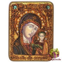 Подарочная икона &quot;Образ Казанской Божией Матери&quot; на мореном дубе